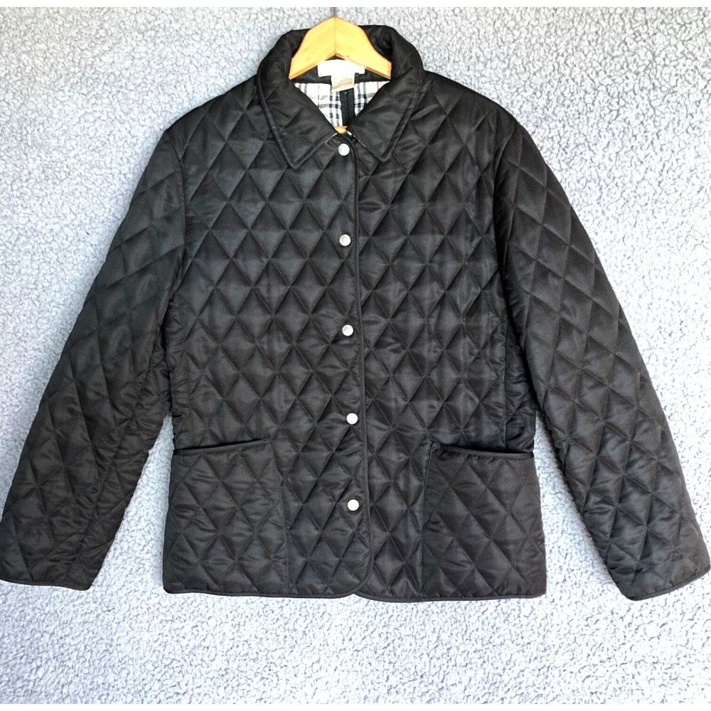 VTG Casual Corner Pak A Jak Jacket Womens M Diamond Quilted Plaid Lining Black